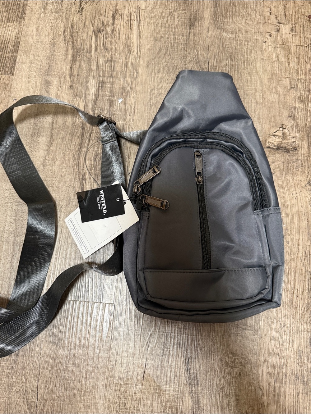 Unbranded Metallic Gray Sling Belt Bag with Front Zip Pockets